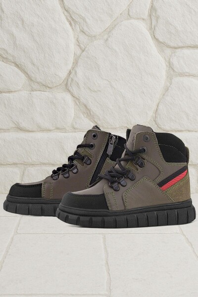 Rakerplus Hakiki Deri Haki Yeşil Fermuarlı Erkek Çocuk Bot - 55