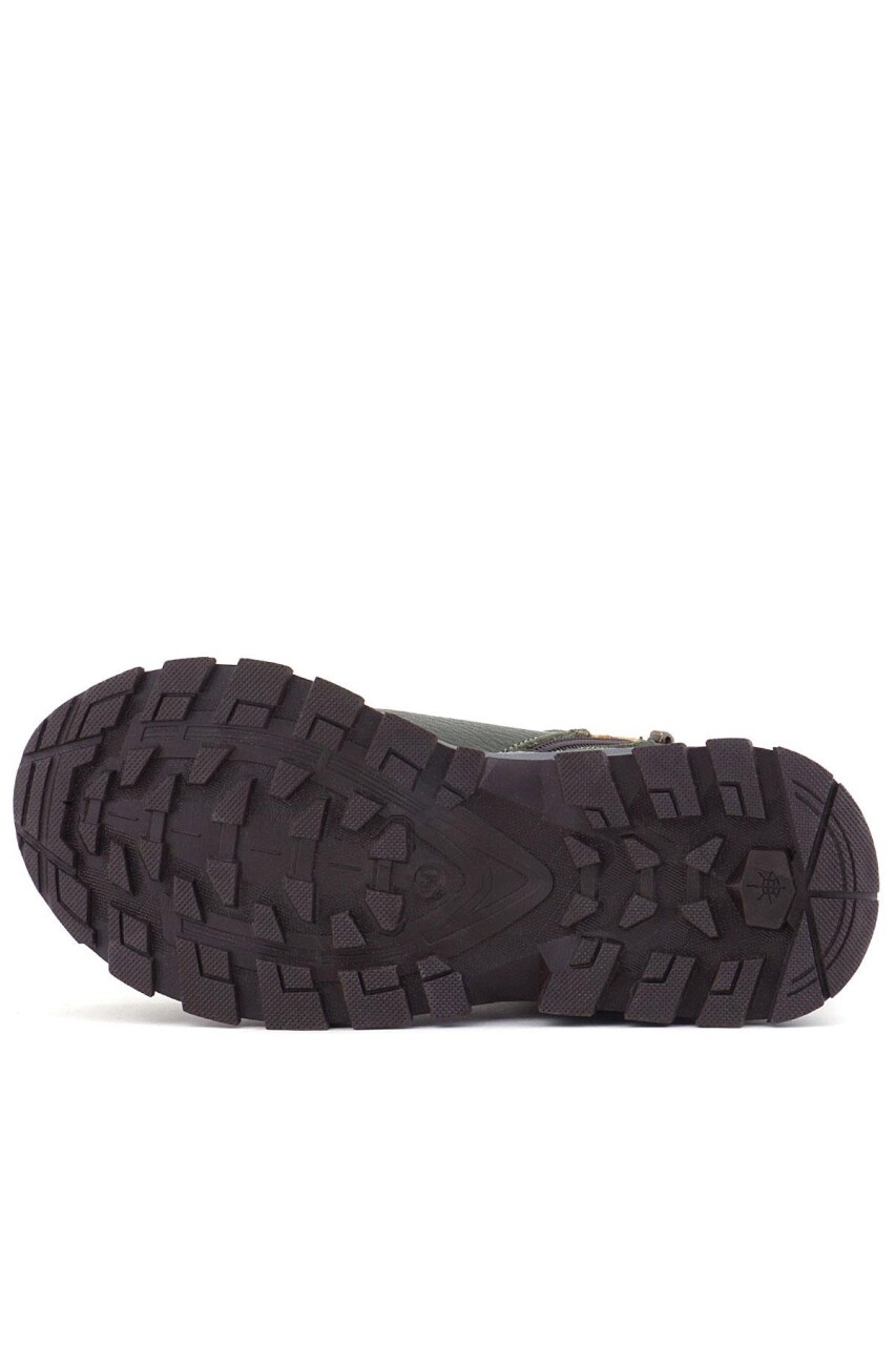 Rakerplus Hakiki Deri Haki Yeşil Sarı Fermuarlı Trekking Çocuk Bot - 9