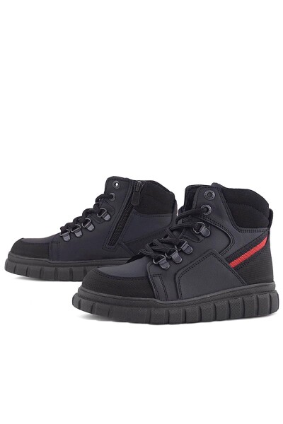 Rakerplus Hakiki Deri Siyah Kırmızı Fermuarlı Erkek Çocuk Bot - 9
