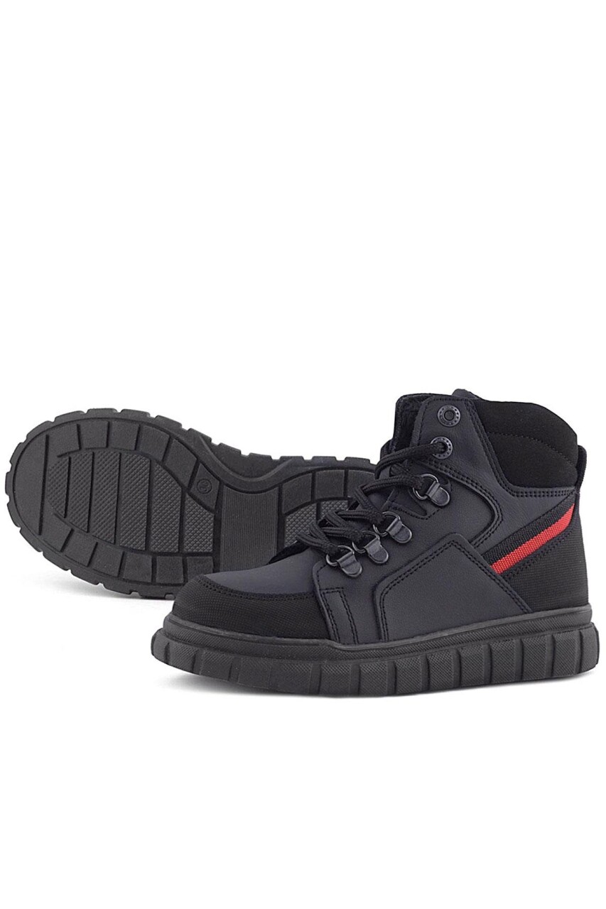 Rakerplus Hakiki Deri Siyah Kırmızı Fermuarlı Erkek Çocuk Bot - 44