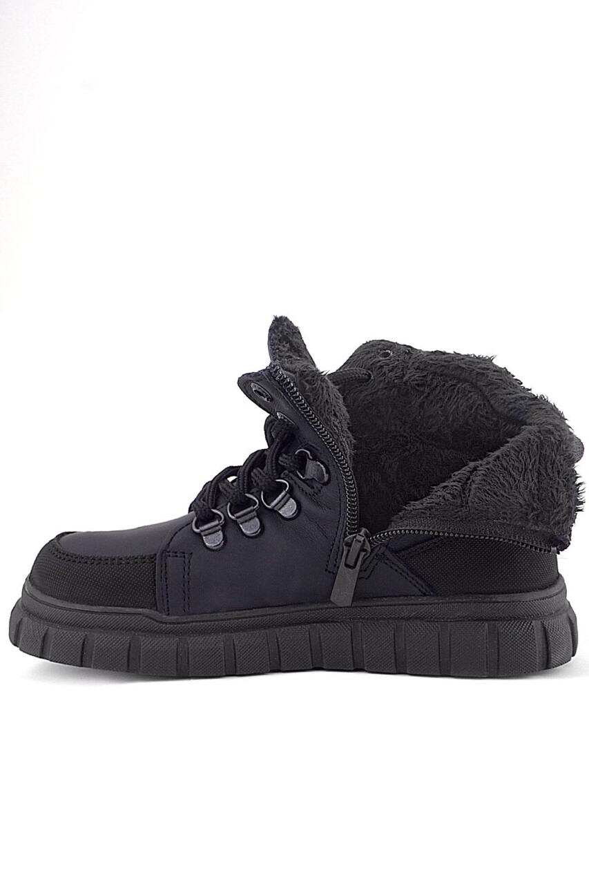 Rakerplus Hakiki Deri Siyah Kırmızı Fermuarlı Erkek Çocuk Bot - 114