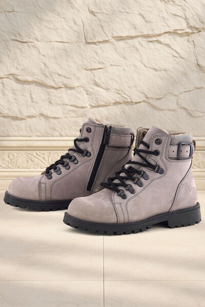 Rakerplus Griffon Hakiki Deri Açık Gri Bağcıklı Fermuarlı Bot - Rakerplus