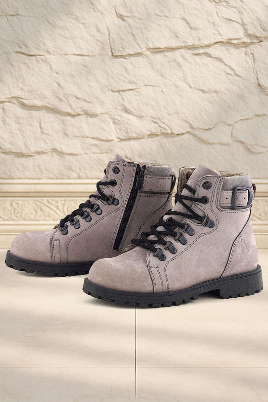 Rakerplus Griffon Hakiki Deri Açık Gri Bağcıklı Fermuarlı Bot - 1