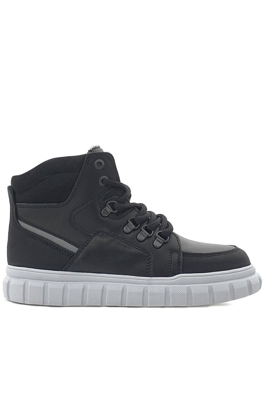 Rakerplus Hakiki Deri Siyah Gri Fermuarlı Erkek Çocuk Bot - 3