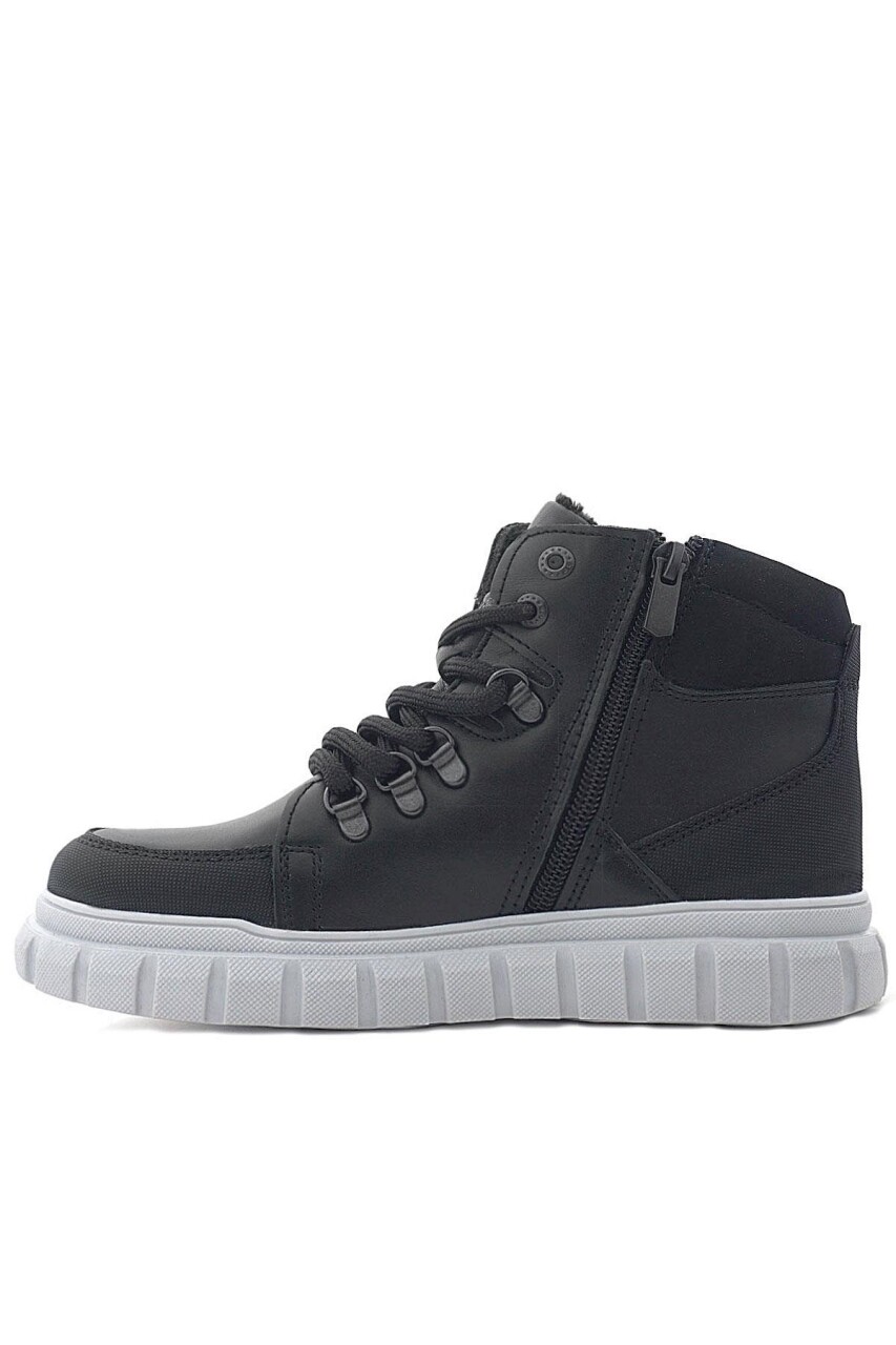 Rakerplus Hakiki Deri Siyah Gri Fermuarlı Erkek Çocuk Bot - 5