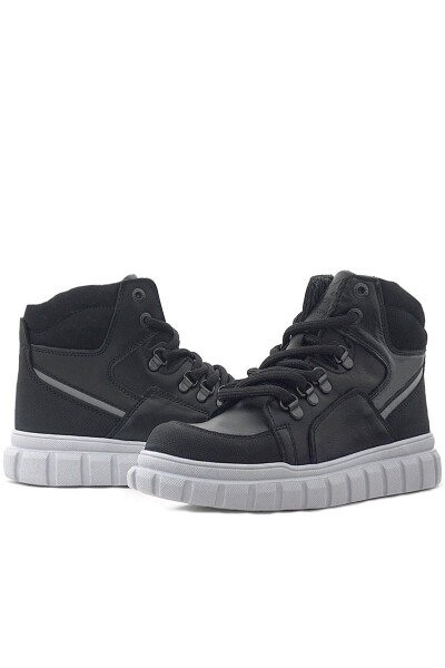 Rakerplus Hakiki Deri Siyah Gri Fermuarlı Erkek Çocuk Bot - 10