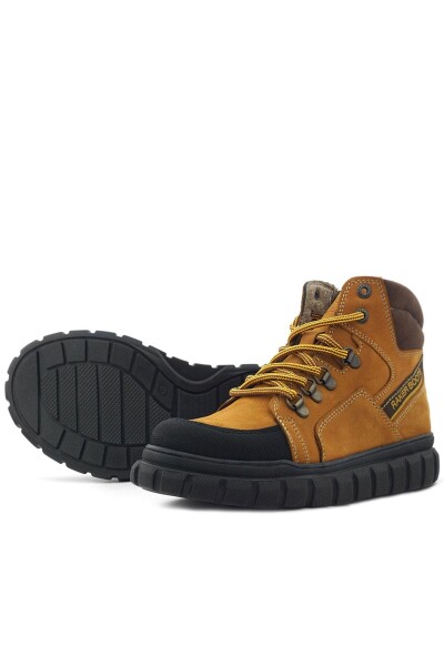 Rakerplus Hakiki Deri Sarı Kahverengi Fermuarlı Erkek Çocuk Bot - 8
