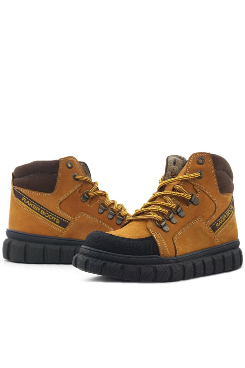 Rakerplus Hakiki Deri Sarı Kahverengi Fermuarlı Erkek Çocuk Bot - 9