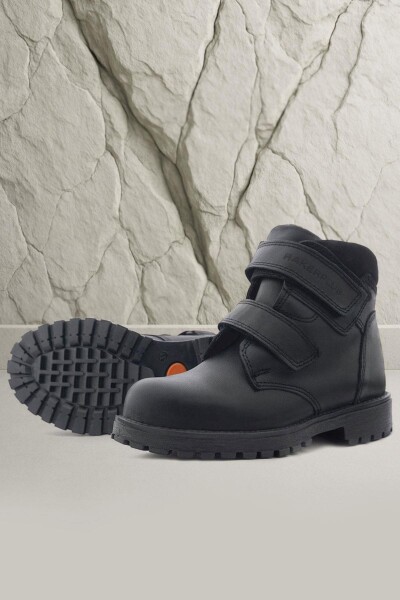 Rakerplus Sentor Hakiki Deri Yünlü Siyah Cırtlı Çocuk Bot - Rakerplus