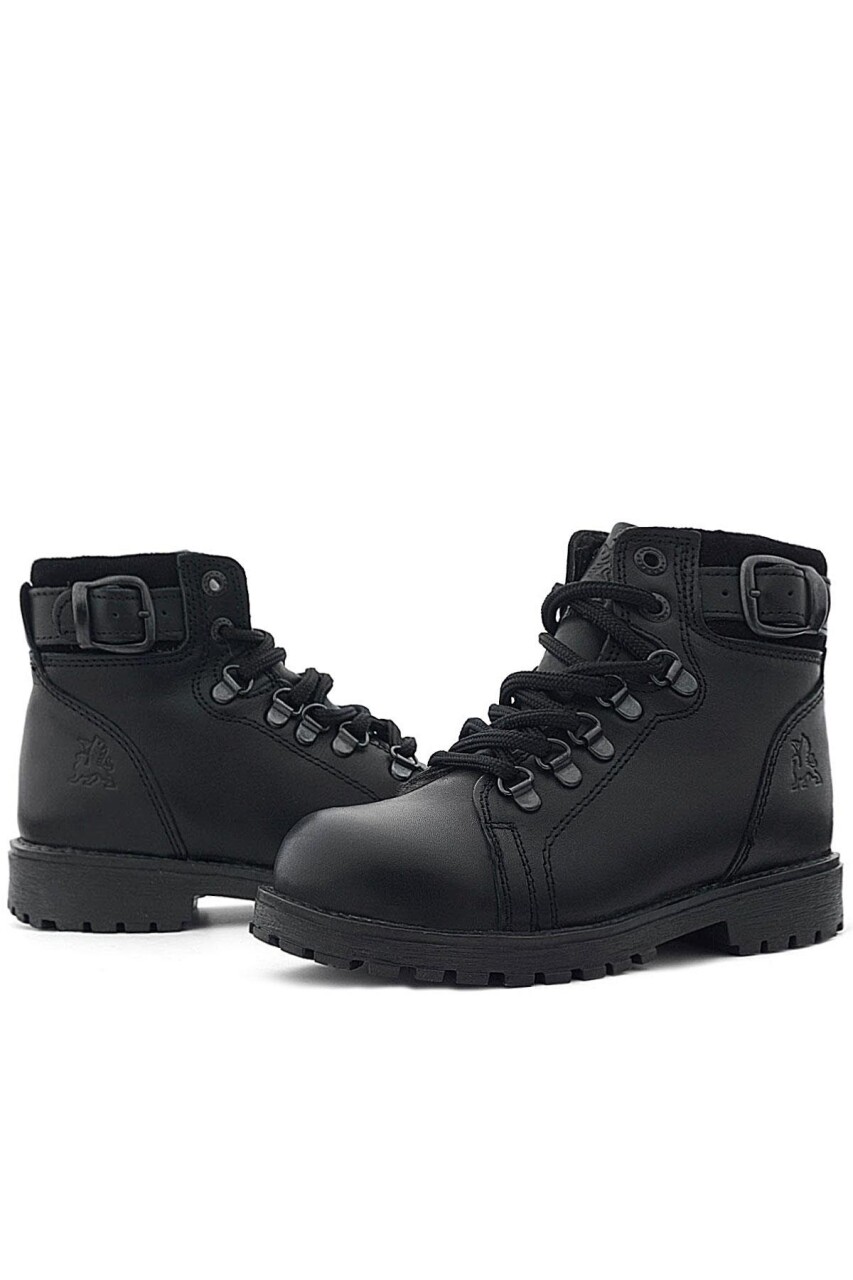 Hakiki Deri Siyah Gerçek Kürklü Bağcıklı Fermuarlı Çocuk Botu - 9