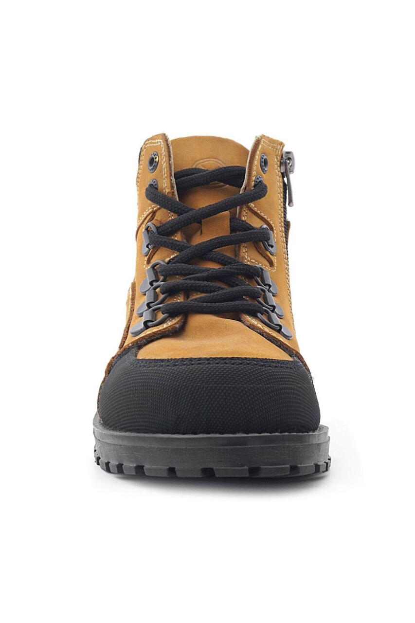 Rakerplus Hakiki Deri Sarı Bağcıklı Fermuarlı Çocuk Bot - 4