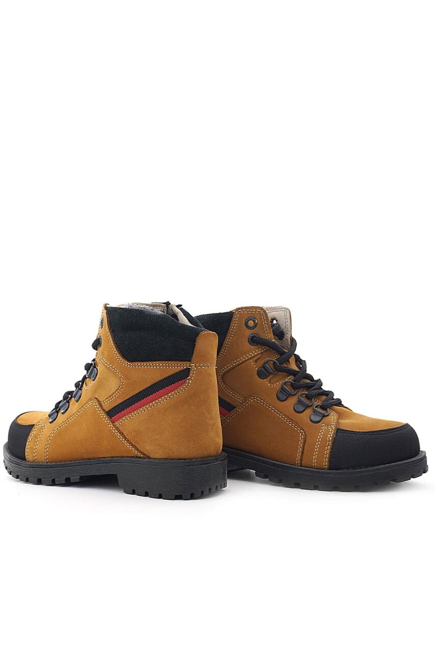 Rakerplus Hakiki Deri Sarı Bağcıklı Fermuarlı Çocuk Bot - 9