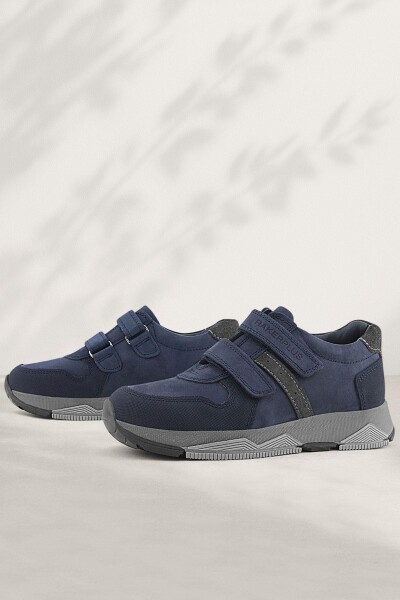 Rakerplus Hakiki Deri Lacivert Cırtlı Çocuk Spor Ayakkabı - Rakerplus