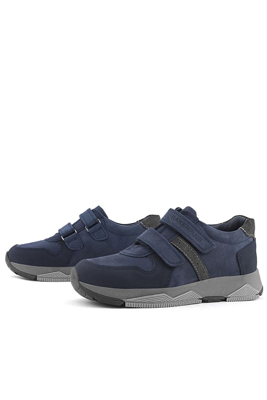 Rakerplus Hakiki Deri Lacivert Cırtlı Çocuk Spor Ayakkabı - 6