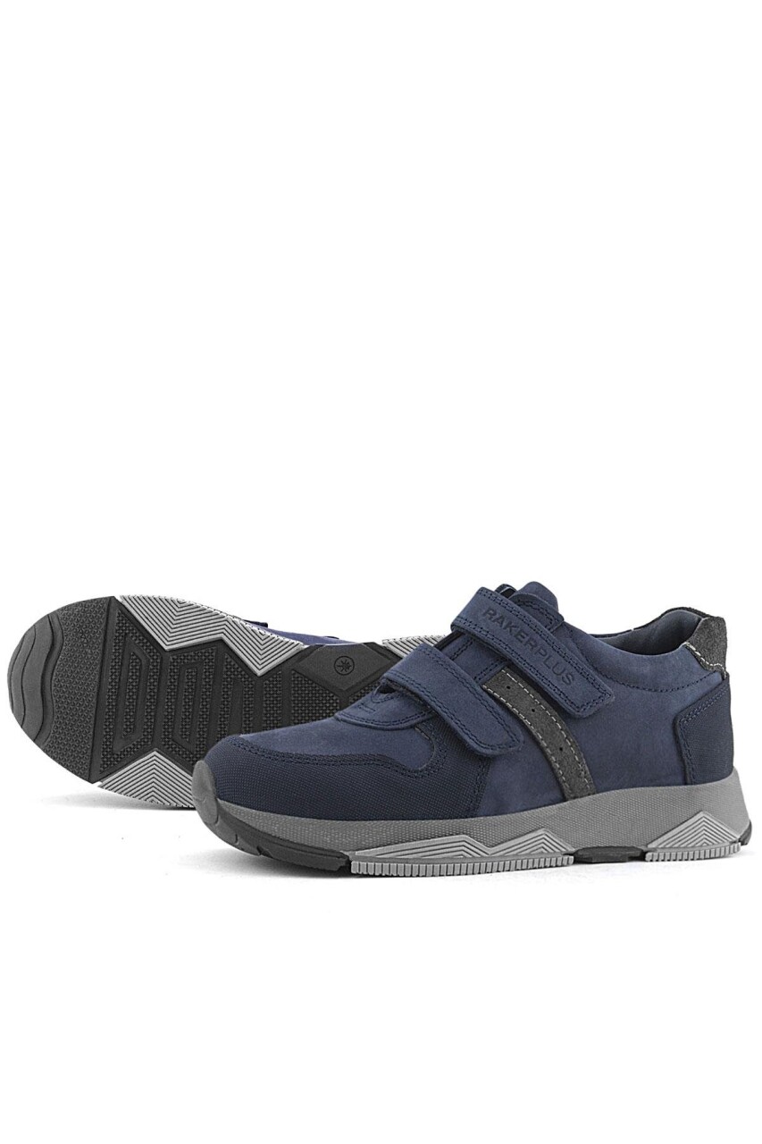 Rakerplus Hakiki Deri Lacivert Cırtlı Çocuk Spor Ayakkabı - 7