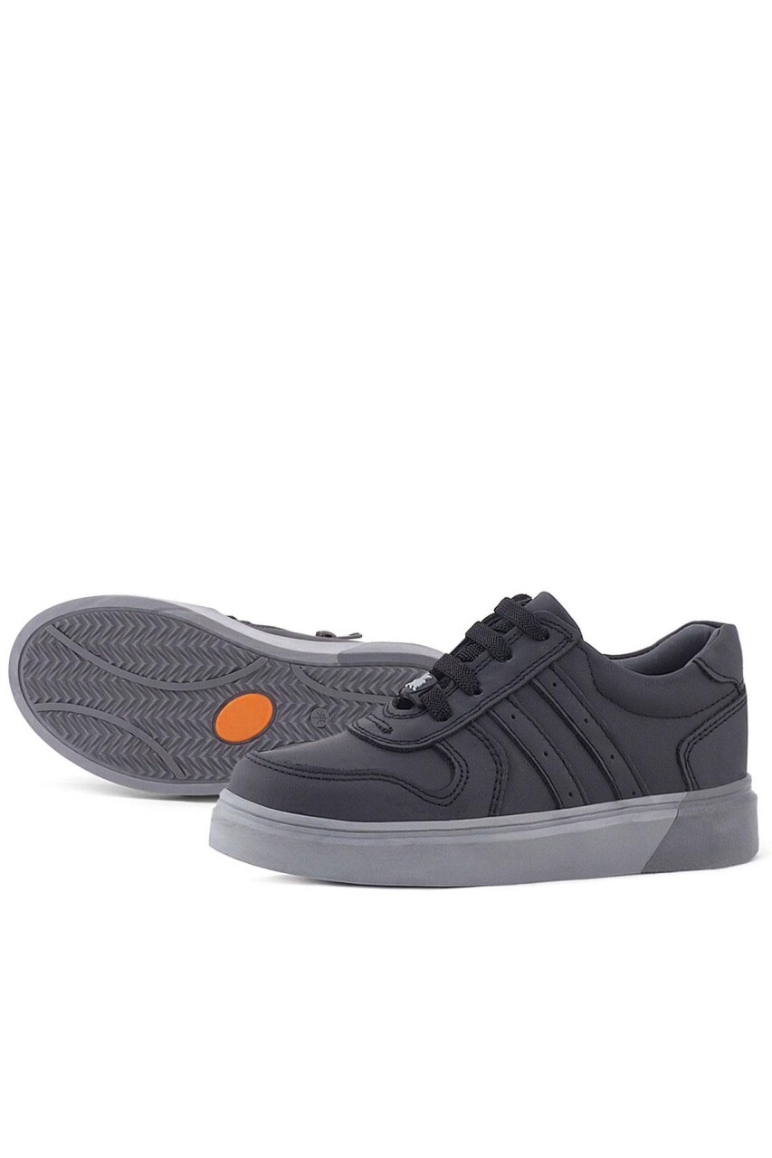 Rakerplus Hakiki Deri Siyah Gri Tabanlı Günlük Erkek Çocuk Okul Ayakkabısı - 13