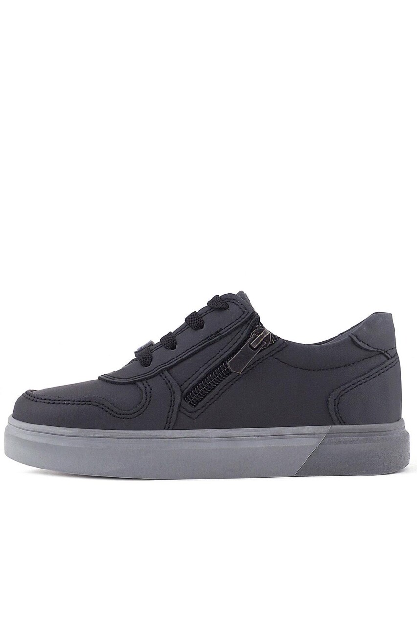 Rakerplus Hakiki Deri Siyah Gri Tabanlı Günlük Erkek Çocuk Okul Ayakkabısı - 18