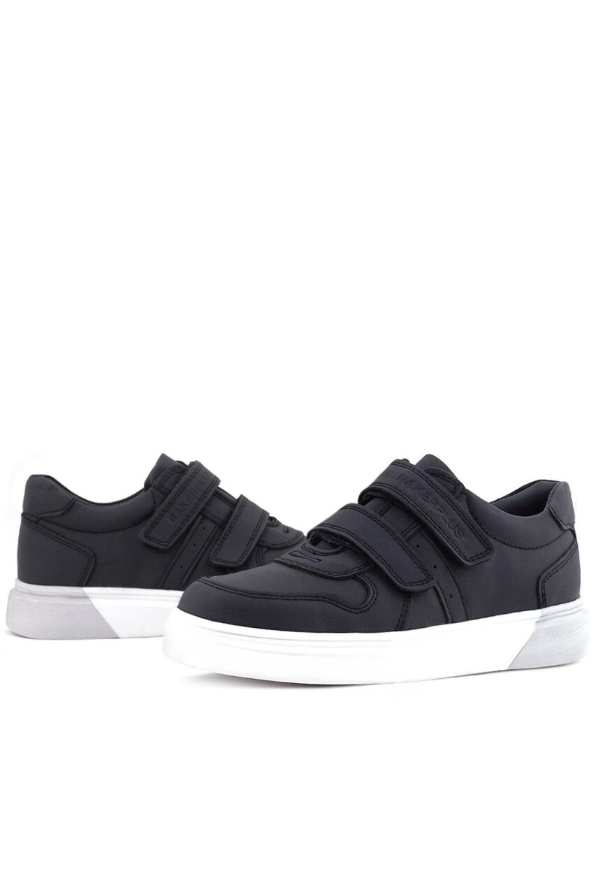 Rakerplus Hakiki Deri Cırtlı Siyah Beyaz Tabanlı Erkek Çocuk Spor Ayakkabı - 14