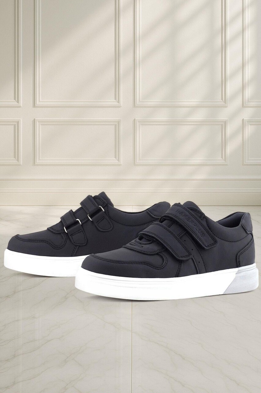 Rakerplus Hakiki Deri Cırtlı Siyah Beyaz Tabanlı Erkek Çocuk Spor Ayakkabı - 39