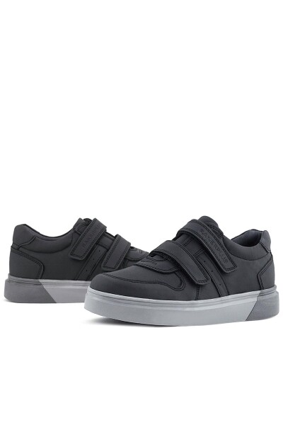 Rakerplus Hakiki Deri Siyah Cilt Gri Tabanlı Cırtlı Erkek Çocuk Sneaker - 5