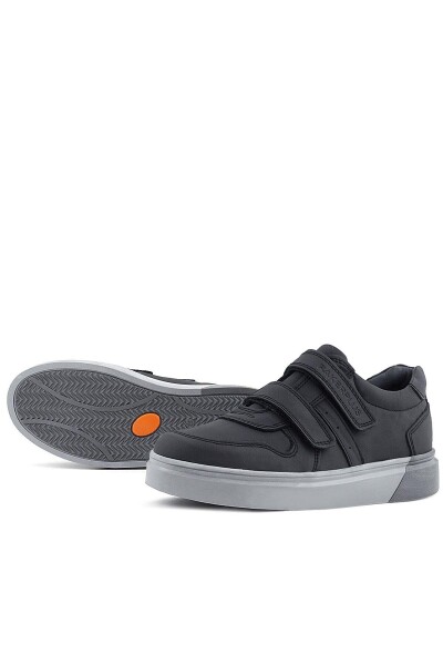 Rakerplus Hakiki Deri Siyah Cilt Gri Tabanlı Cırtlı Erkek Çocuk Sneaker - 13