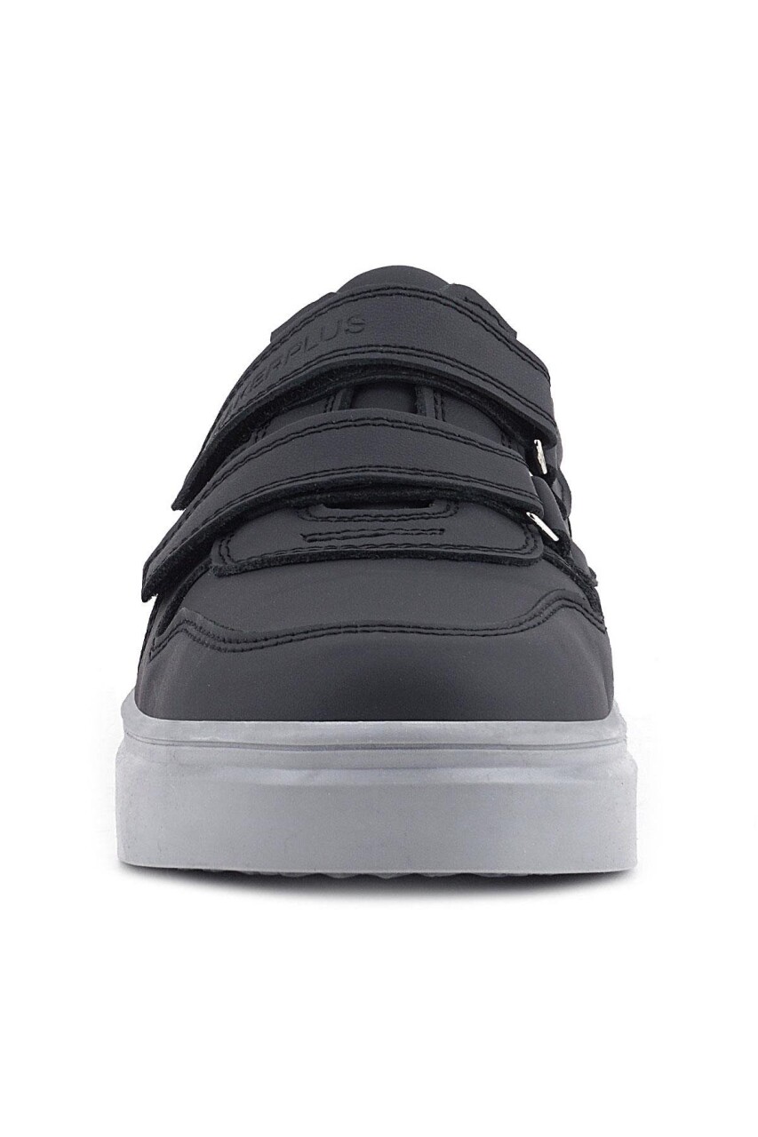 Rakerplus Hakiki Deri Siyah Cilt Gri Tabanlı Cırtlı Erkek Çocuk Sneaker - 24