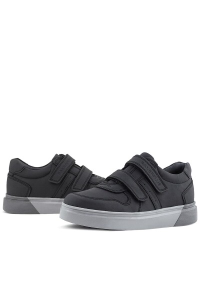 Rakerplus Hakiki Deri Siyah Cilt Gri Tabanlı Cırtlı Erkek Çocuk Sneaker - 35