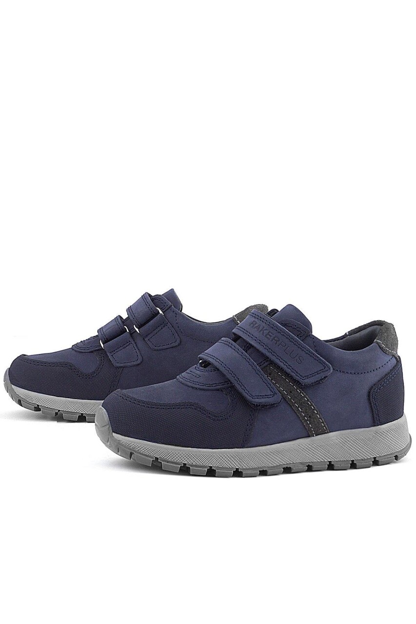 Rakerplus Hakiki Deri Lacivert Cırtlı Çocuk Spor Ayakkabı - 12
