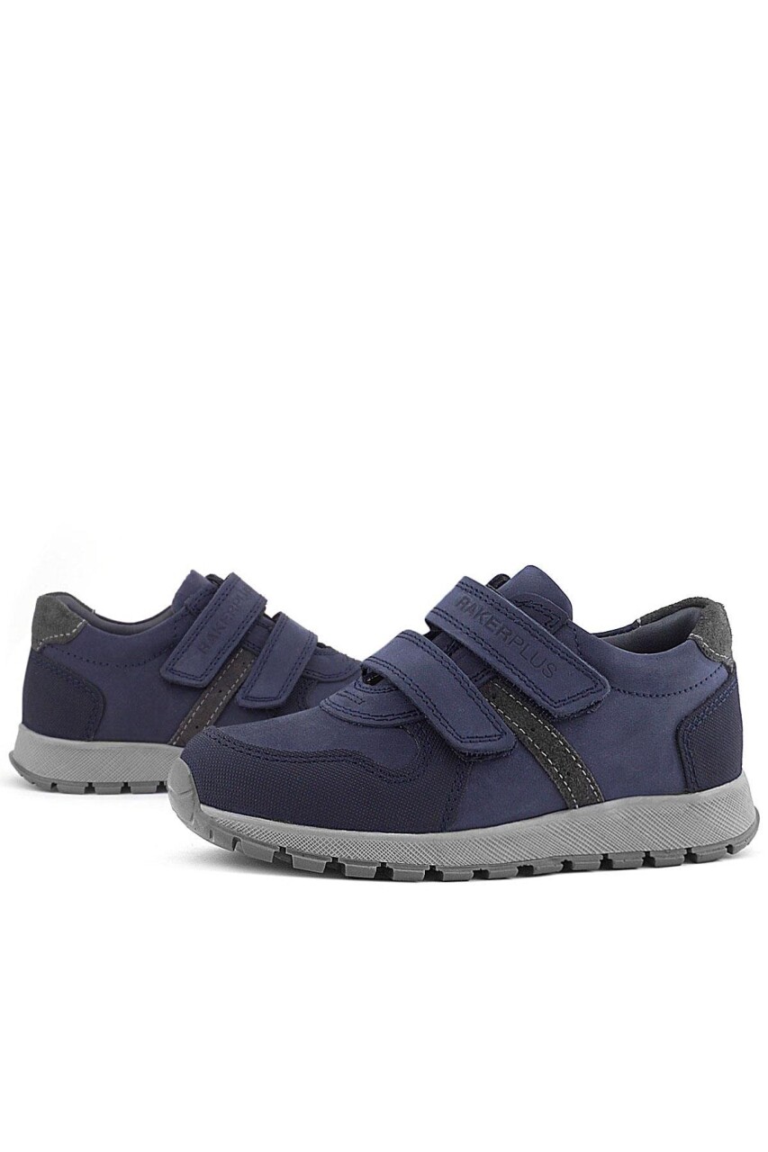 Rakerplus Hakiki Deri Lacivert Cırtlı Çocuk Spor Ayakkabı - 96