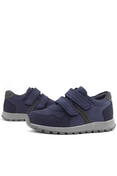 Rakerplus Hakiki Deri Lacivert Cırtlı Çocuk Spor Ayakkabı - 120