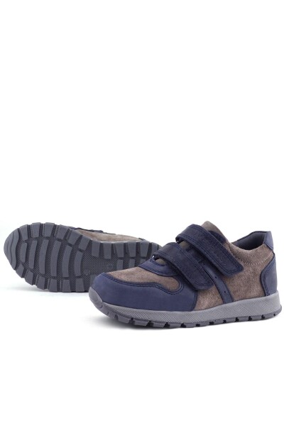 Rakerplus Hakiki Deri Lacivert Gri Cırtlı Çocuk Spor Ayakkabı - 27