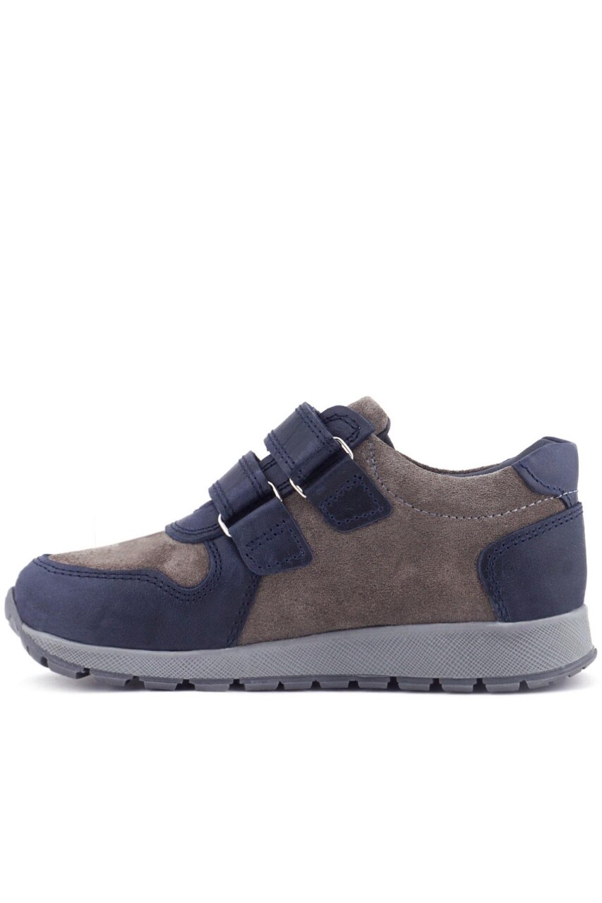 Rakerplus Hakiki Deri Lacivert Gri Cırtlı Çocuk Spor Ayakkabı - 32