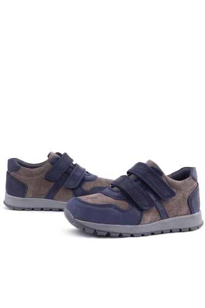 Rakerplus Hakiki Deri Lacivert Gri Cırtlı Çocuk Spor Ayakkabı - 35