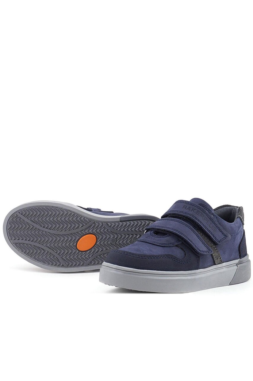 Rakerplus Lacivert Nubuk Cırtlı Hakiki Deri Erkek Çocuk Okul Ayakkabı - 34