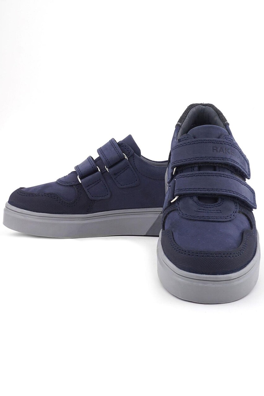 Rakerplus Lacivert Nubuk Cırtlı Hakiki Deri Erkek Çocuk Okul Ayakkabı - 36