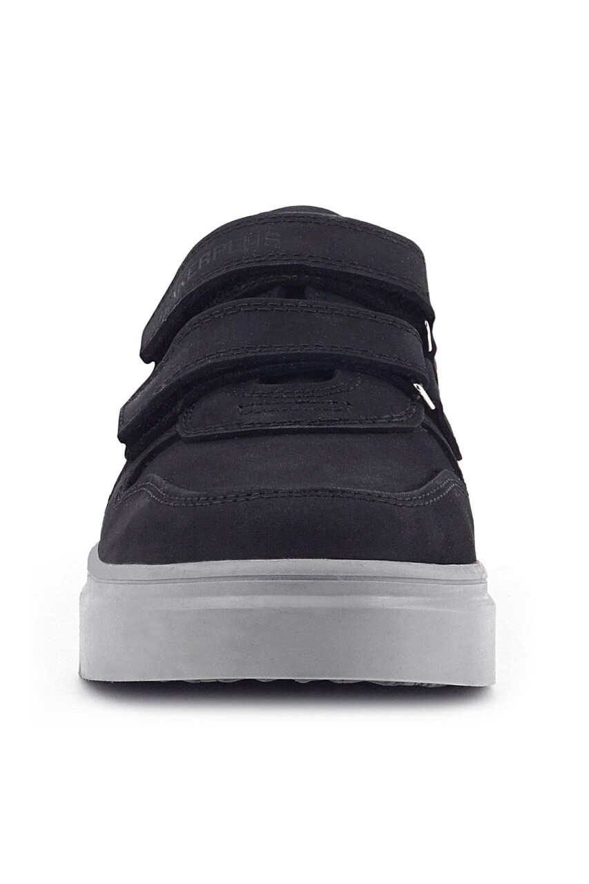 Rakerplus Hakiki Deri Siyah Nubuk Gri Cırtlı Erkek Çocuk Sneaker - 4
