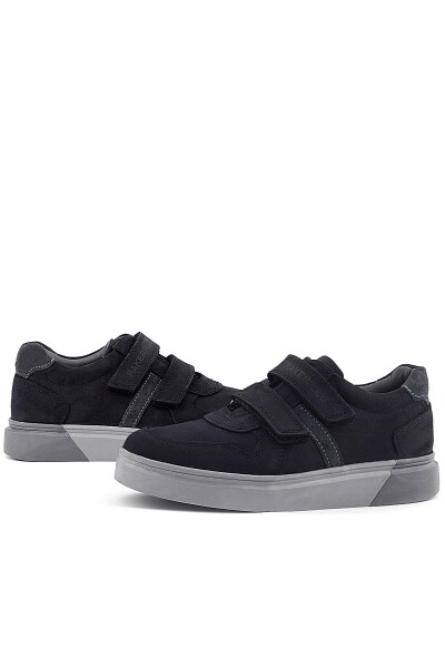 Rakerplus Hakiki Deri Siyah Nubuk Gri Cırtlı Erkek Çocuk Sneaker - 8