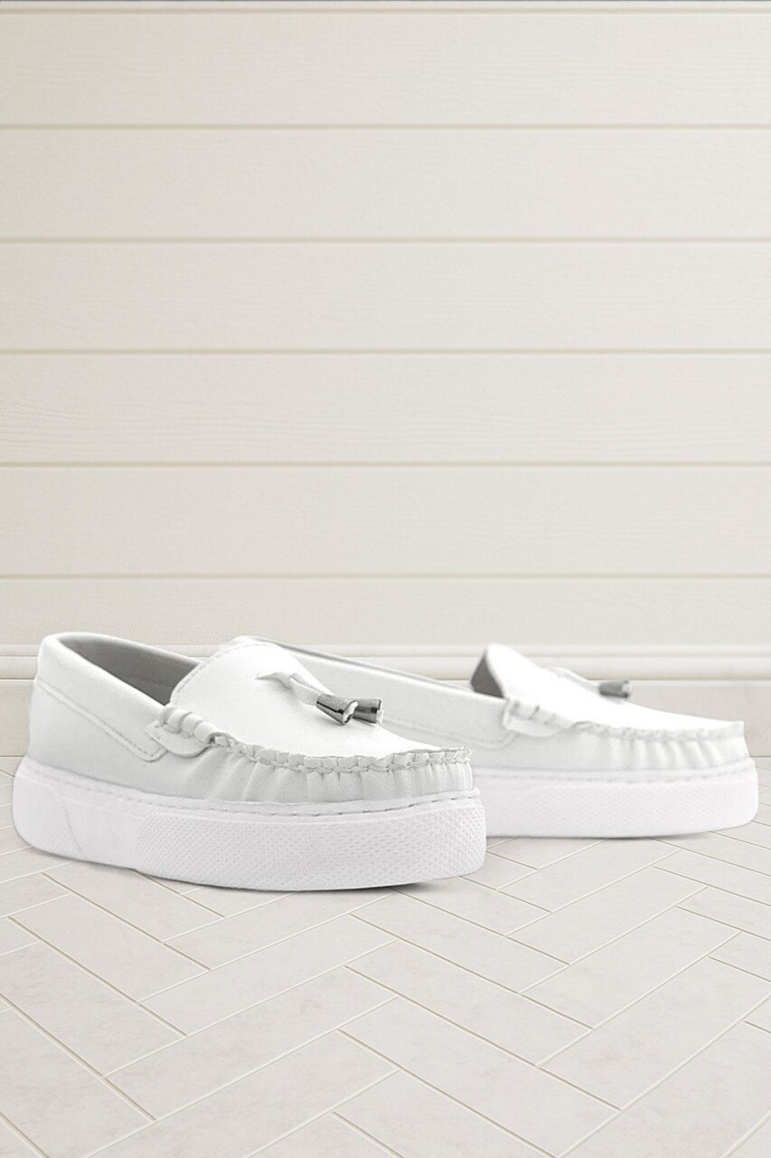 Rakerplus Beyaz Cilt Ekstra Hafif Çocuk Makosen Ayakkabı - 1