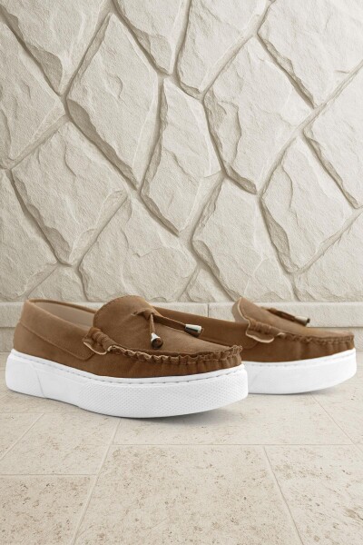 Rakerplus Taba Süet Ekstra Hafif Çocuk Makosen Ayakkabı - Rakerplus