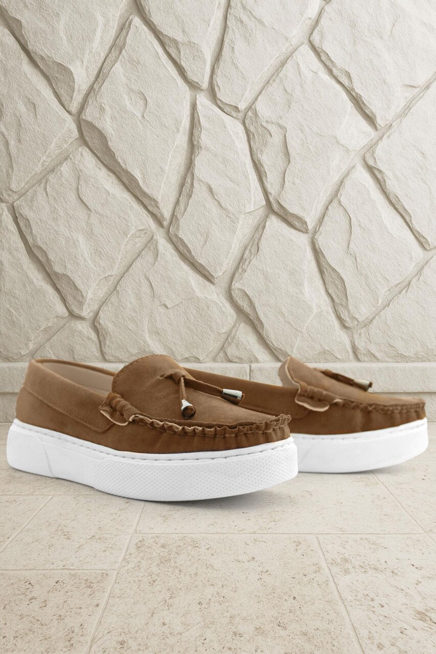 Rakerplus Taba Süet Ekstra Hafif Çocuk Makosen Ayakkabı - 1