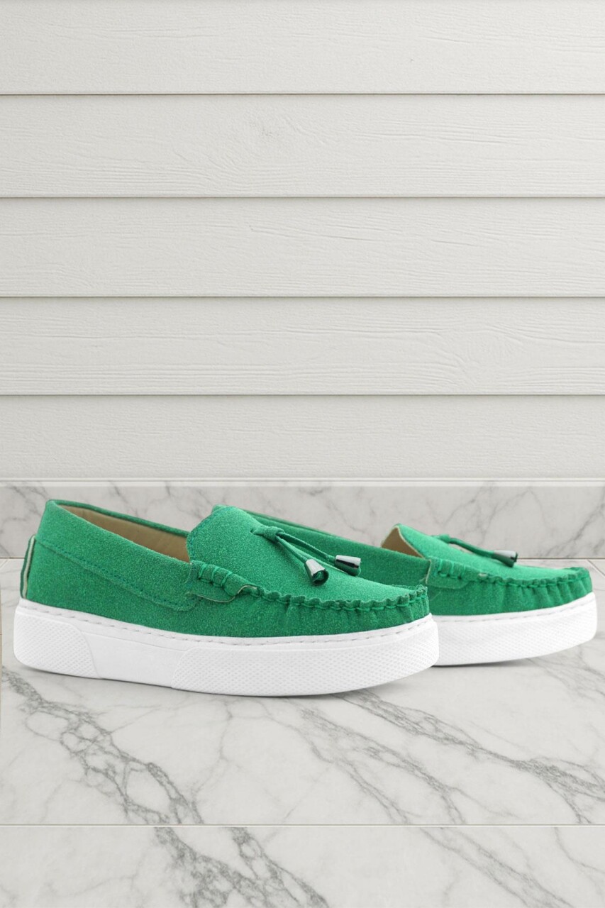 Rakerplus Yeşil Süet Ekstra Hafif Çocuk Makosen Ayakkabı - 1