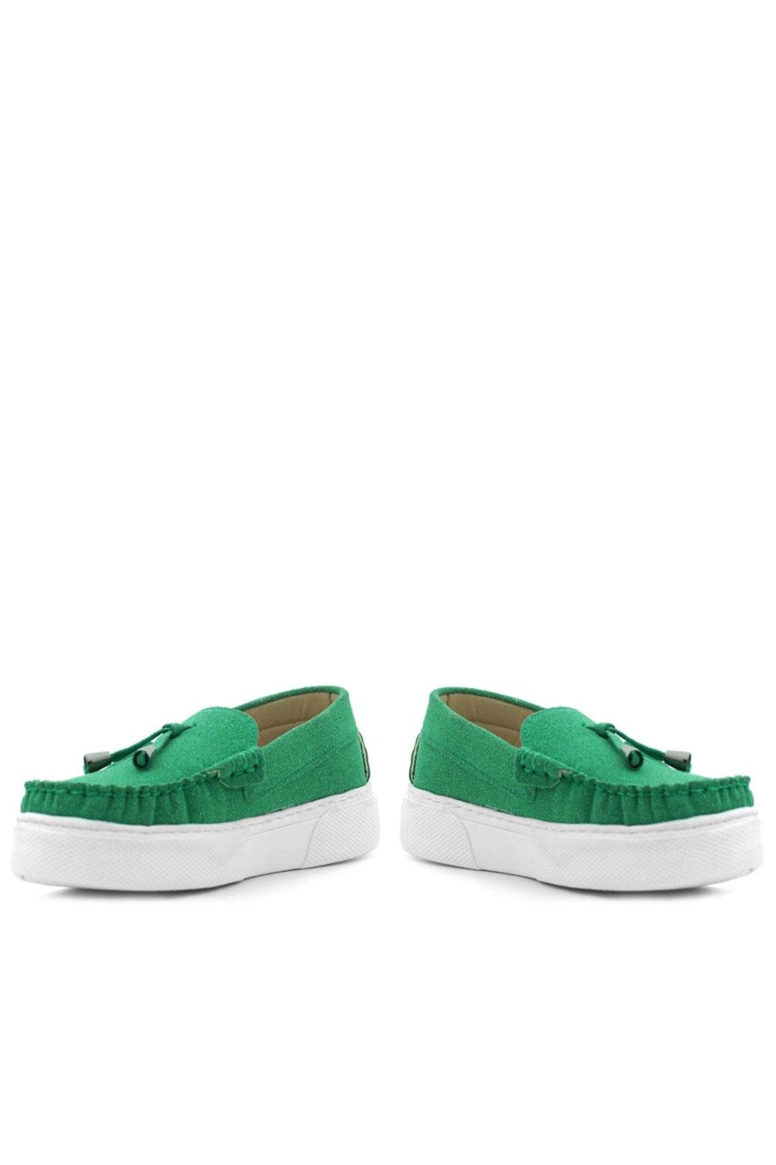 Rakerplus Yeşil Süet Ekstra Hafif Çocuk Makosen Ayakkabı - 9