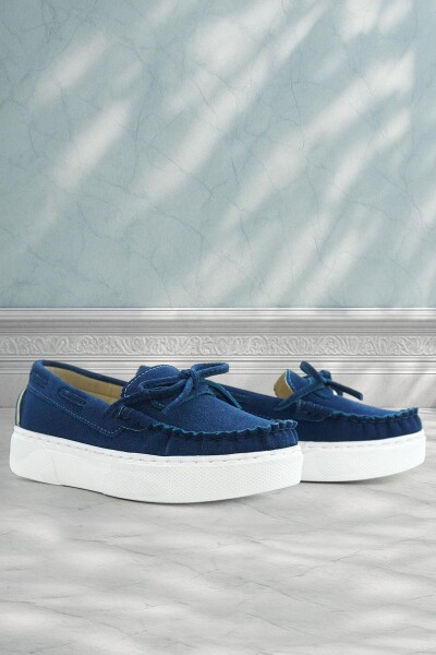 Rakerplus Saks Mavi Ekstra Hafif Çocuk Günlük Makosen Ayakkabı - Rakerplus