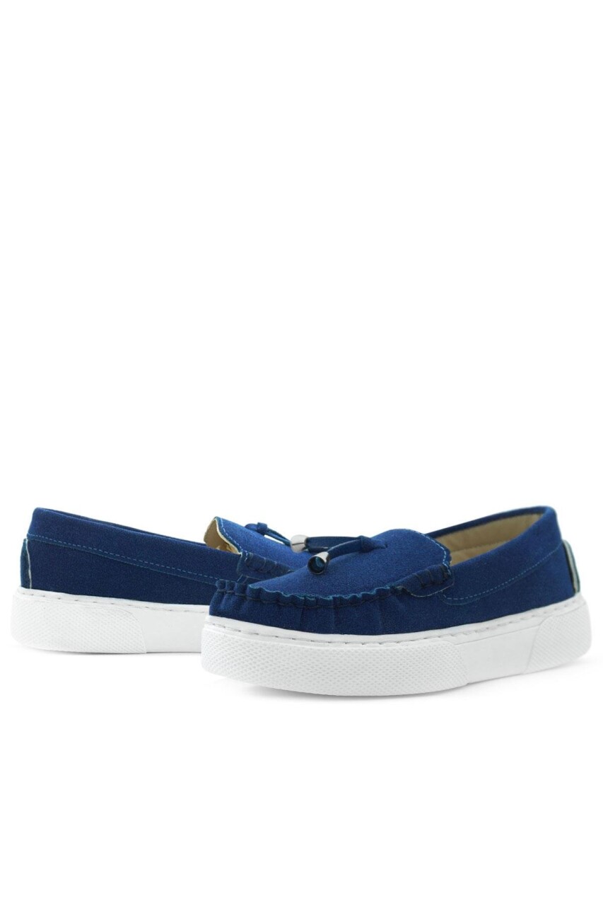 Rakerplus Saks Mavi Süet Ekstra Hafif Çocuk Makosen Ayakkabı - 8