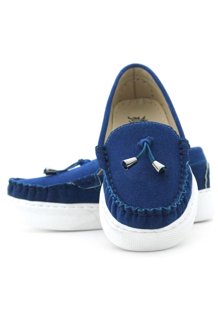 Rakerplus Saks Mavi Süet Ekstra Hafif Çocuk Makosen Ayakkabı - 9