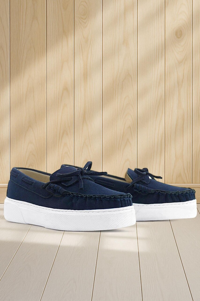 Rakerplus Lacivert Süet Ekstra Hafif Çocuk Makosen Ayakkabı - 1