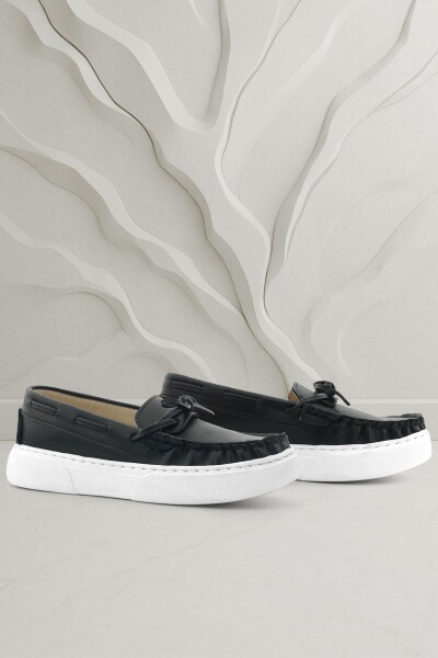 Rakerplus Siyah Cilt Ekstra Hafif Çocuk Makosen Ayakkabı - Rakerplus