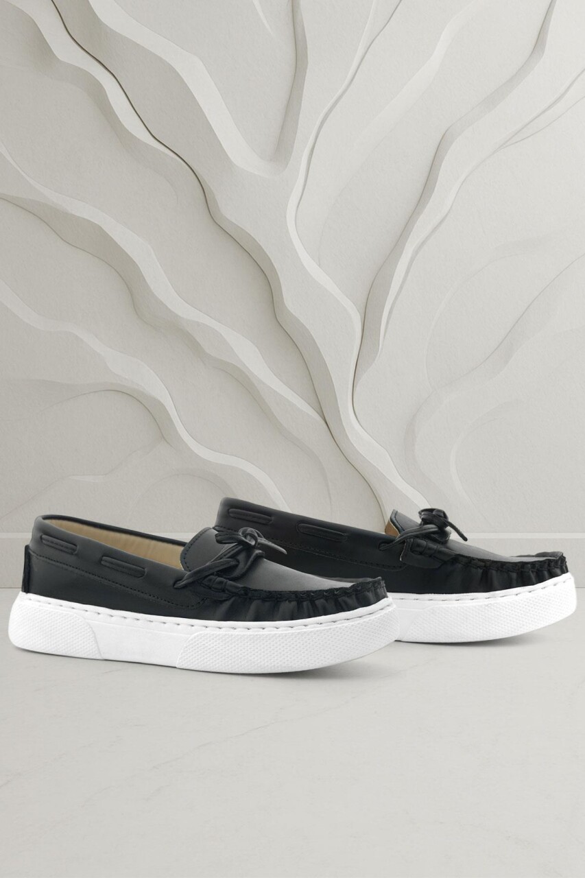 Rakerplus Siyah Cilt Ekstra Hafif Çocuk Makosen Ayakkabı - 1