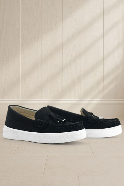 Rakerplus Siyah Süet Ekstra Hafif Çocuk Makosen Ayakkabı - Rakerplus