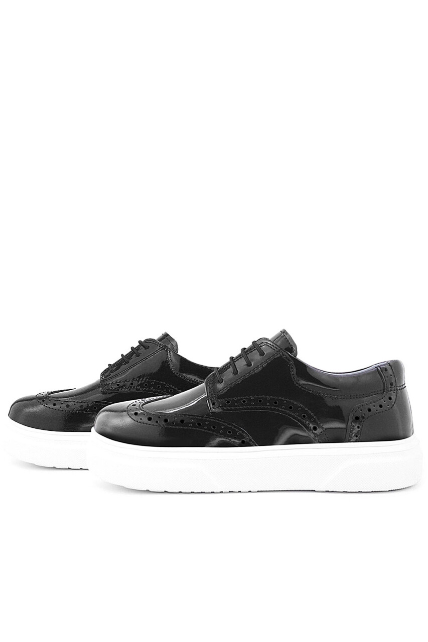 Rakerplus Hakiki Deri Siyah Rugan Oxford Çocuk Klasik Ayakkabı - 15